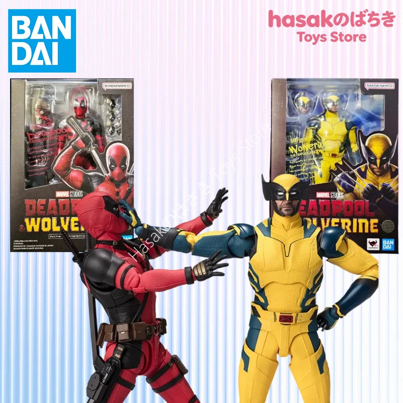 

Original Box Bandai SHF in Shock MARVEL DEADPOOL and WOLVERINE SET Figure Finished Model Kit Anime Full Action Toy Gift for Kid