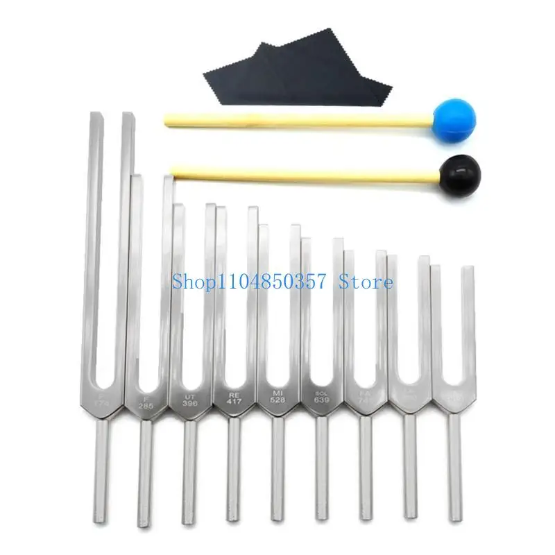 

5asd 9Pcs Tuning Fork Yoga Spiritual Tuner with Mallet Sound Healing Fork for Sound Therapy, Yoga, Meditations and Relaxation