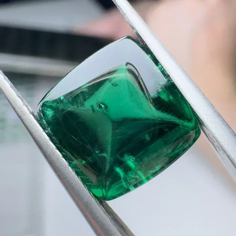 

Lab Grown Zambian Emeralds Hydrothermal Square Cushion Smooth Surface with Cracks Inclusions Inside Selectable AGL Certificate