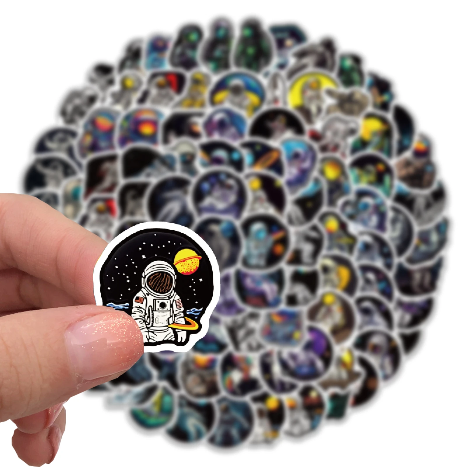 100PCS Graffiti Astronaut Stickers Outer Space Vinyl Decals for Laptop Car Bike Skateboard Phone Case Sticker for Kids Toy