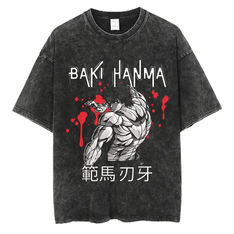 

Anime Baki Haman Tshirts Harajuku Vintage 100% Cotton 2024 New Washed T Shirt For Men Streetwear Oversize T-shirt