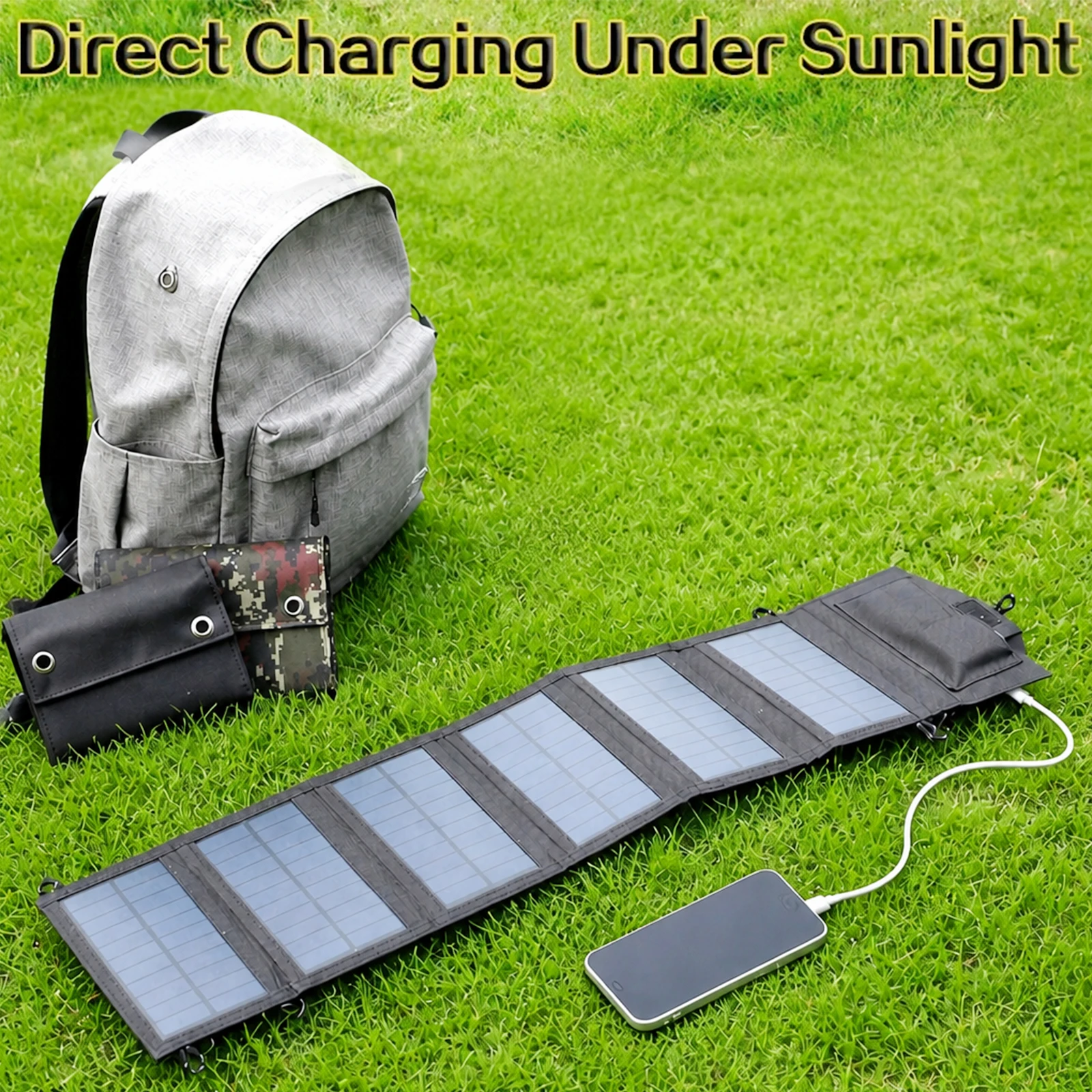 Foldable Solar Panel Portable 6-fold Solar Panels Charger USB 5V DC Full Time Power Solar Panel Mobile Power Supply