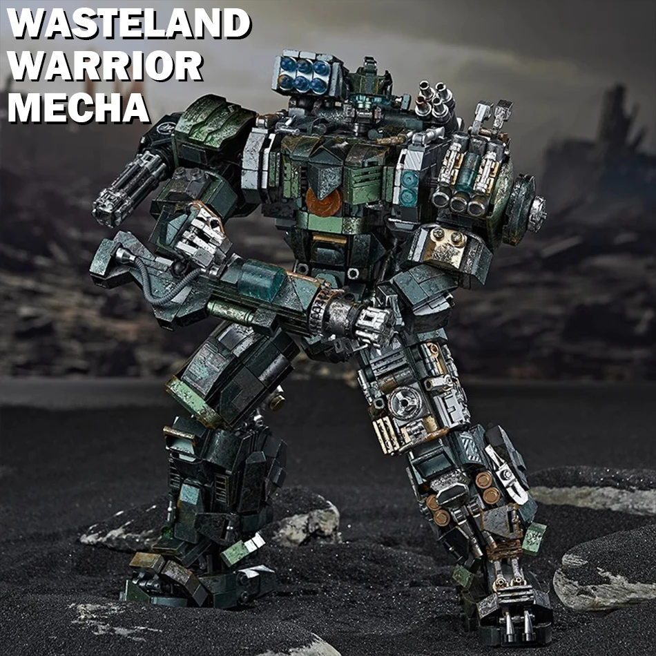 MOC Technical Wasteland Style Warrior Mecha Building Blocks Mechanical Armor Robot Figures Bricks Toy Ornaments Kids Adults Gift