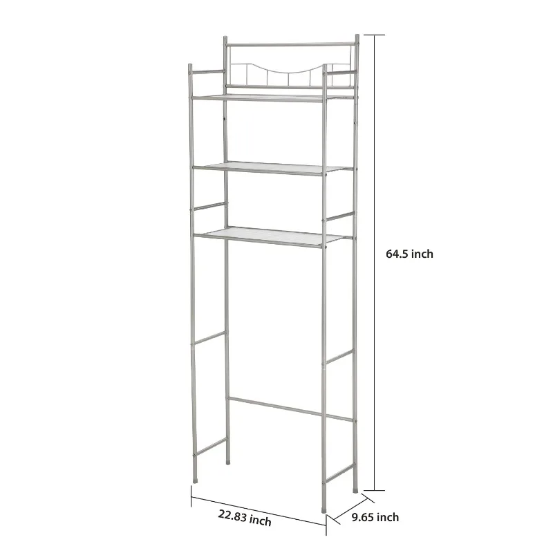 3-Tier Over Toilet Steel Storage Shelf Unit, Holds 30 Pounds, Suitable for Bathroom Over Toilet Storage