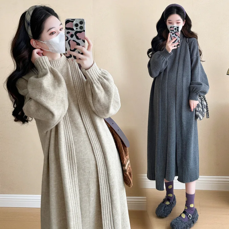 マタニティ服秋の新作ドレス秋と冬のスーツファッション怠惰なスタイルニットベストスカートツーピースセット