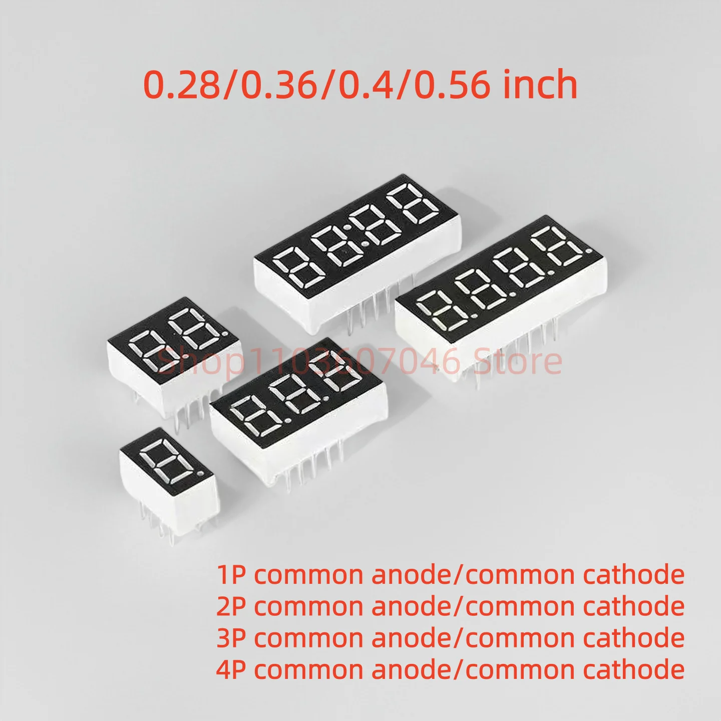 10PCS Red digital tube 0.28 0.36 0.4 0.56 inch common cathode/anode 1/2/3/4 digit display for electronic projects