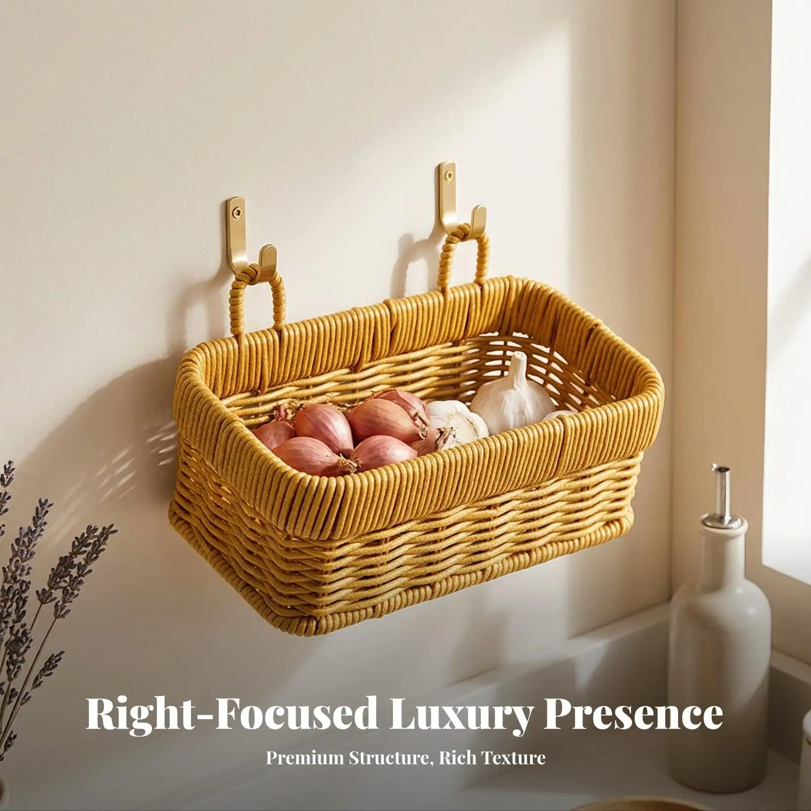 Wall Basket with Arched Handle Handwoven Woven Wicker Storage Basket Farmhouse Handmade for Entryway, Kitchen