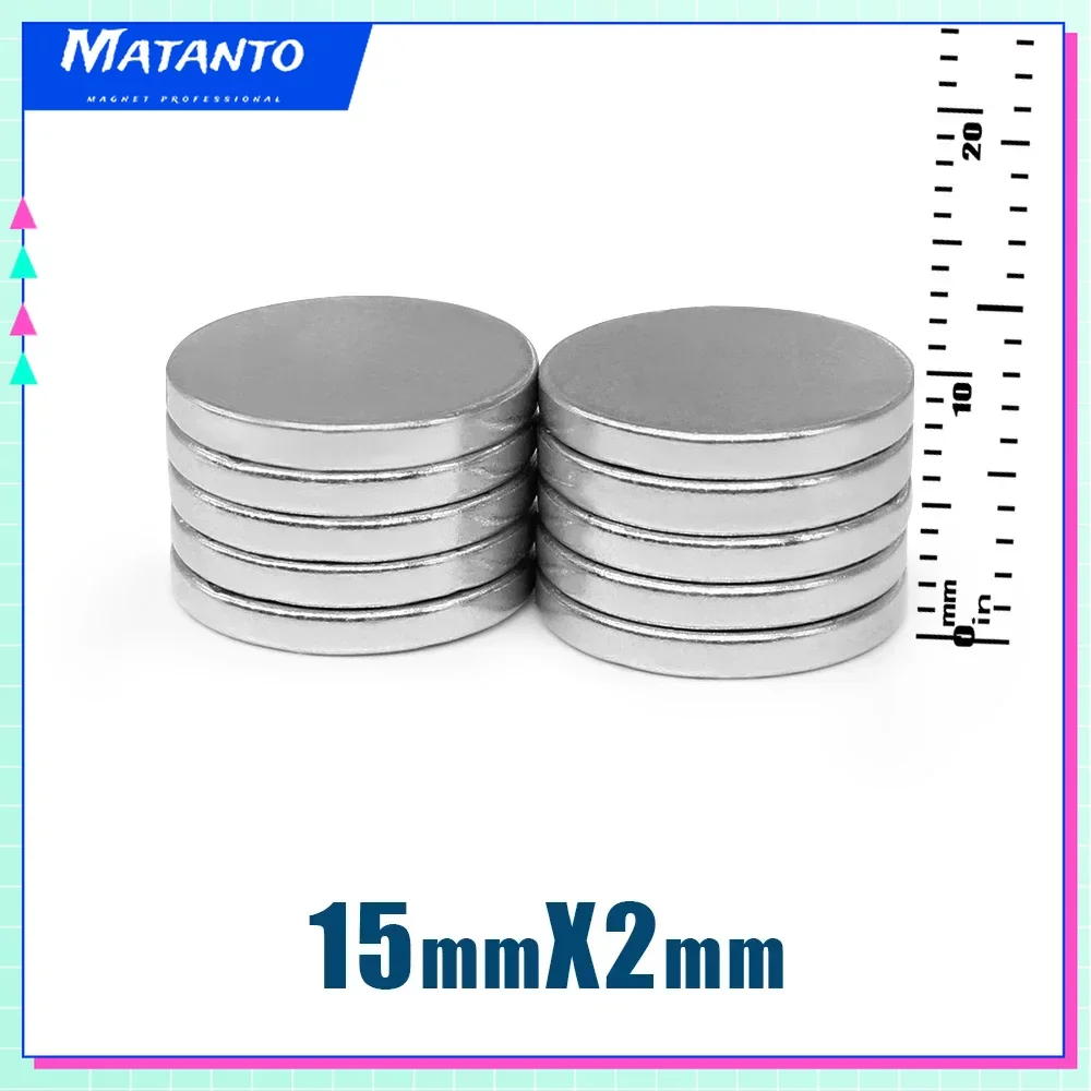 20/50/100PCS 15x2mm Circular Super Strong Neodymium Magnets Powerful N35 Fridge Magnet 15*2mm Fishing Magnet Magnetic Sheet