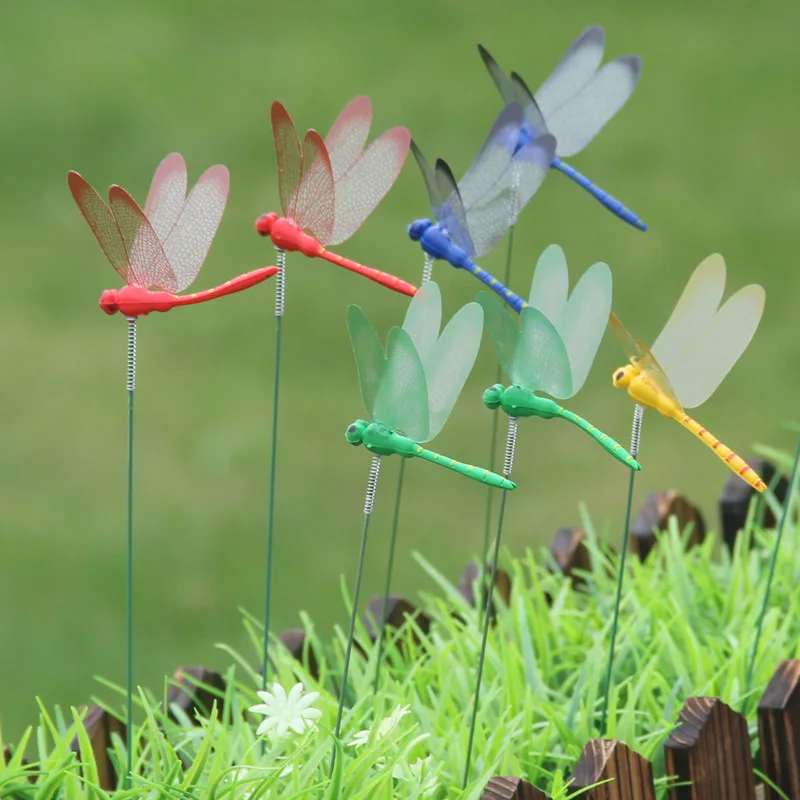 10/20Pcs Simulated Dragonfly 3D Plastic Decorative Pole Horticultural Flowerpot Flower Decor Grassland Fence Art Cutting Decor