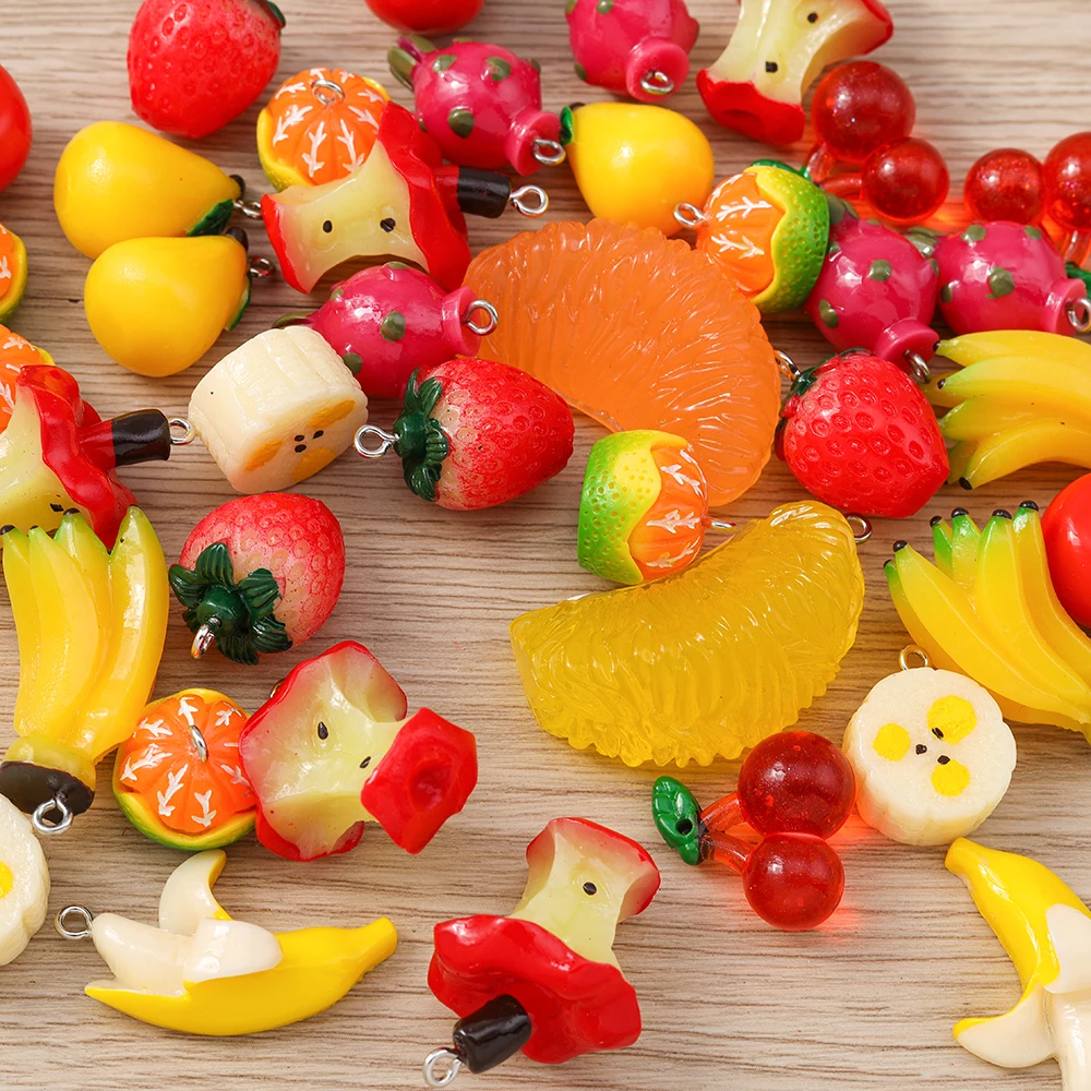 Tusember 10 قطع لطيف الفاكهة سحر التفاح الموز الكرز الذرة الفراولة المعلقات لصنع المجوهرات قلادة سوار أقراط DIY بها بنفسك #3