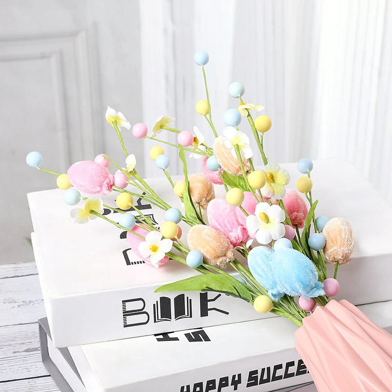 Easter Egg Cuttings Artificial Flowers Branch Happy Easter Decor Party Home Vase Decor Diy Flower Arrangements Home Office Decor