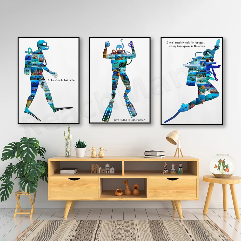 scuba diving poster, scuba diving photos, scuba diving wall art decoration, gift for scuba lovers, home poster