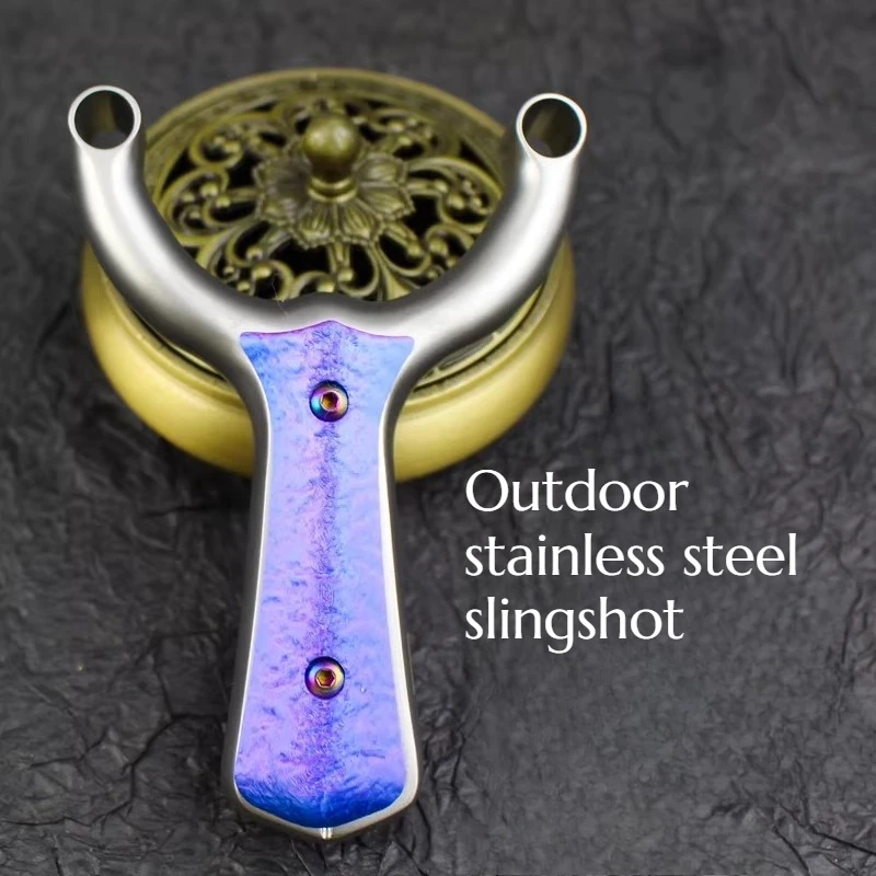 

Новая высокоточная рогатка из нержавеющей стали шаровидной формы с плоским кожаным мешочком для охоты и кемпинга на открытом воздухе