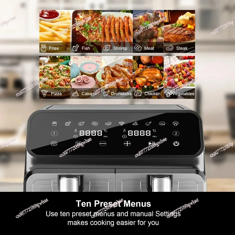 Digital Smart Electric Industrial Cooker without Oil, Customized Digital Screen, Double Air Fryer with Dual Basket, Hot Selling