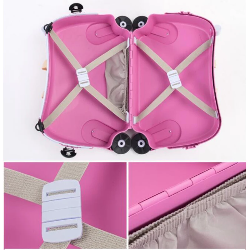 Ride-on Suitcase on wheels for kids Carry on child Rolling luggage suitcases riding trolley bag travel luggage Can sit to ride