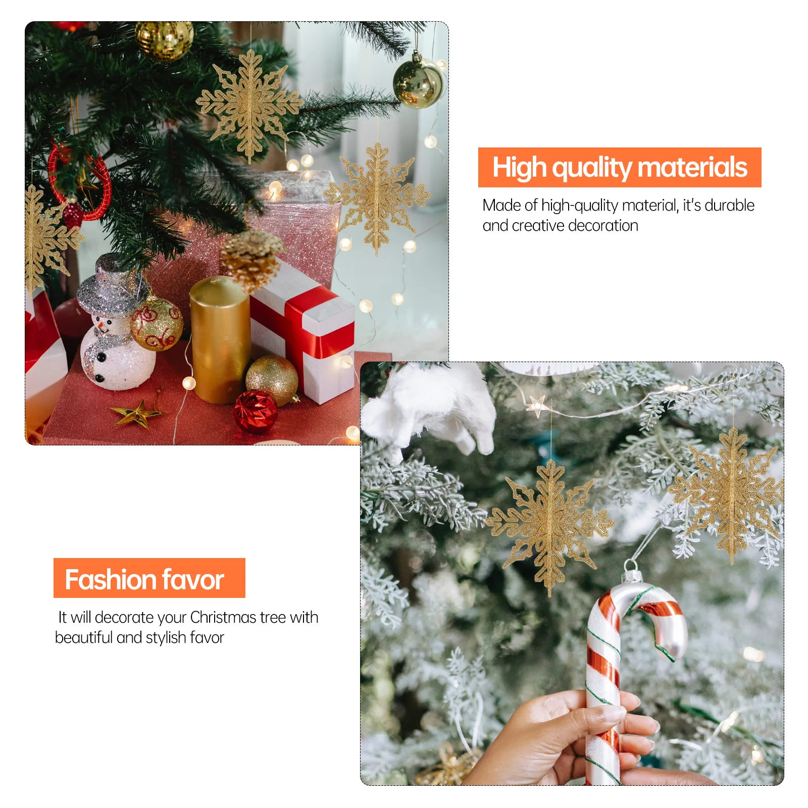 

12Pcs Christmas Snowflake Hanging Pendant Glitter Ornament Xmas Tree Decor Holiday Party Snowflake Decorations Xmas Supplies