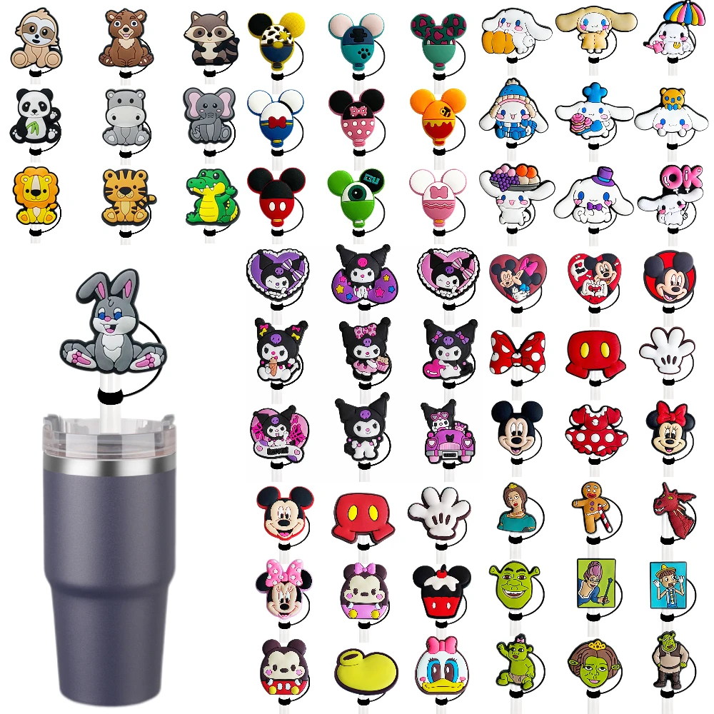 

MINISO Disney Series Straw Cover Cap Various 10MM Drink Straw Plug Reusable Splash Proof Drinking Fit Cup Straw Cap Pendant