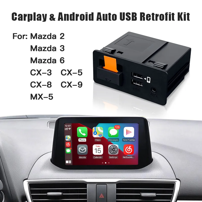 

New Upgrade CarPlay Android Auto USB Hub Adapter for Mazda 2 3 6 CX3 CX5 CX8 CX9 MX5 miata TK78669U0C Mazda Retrofit Kit