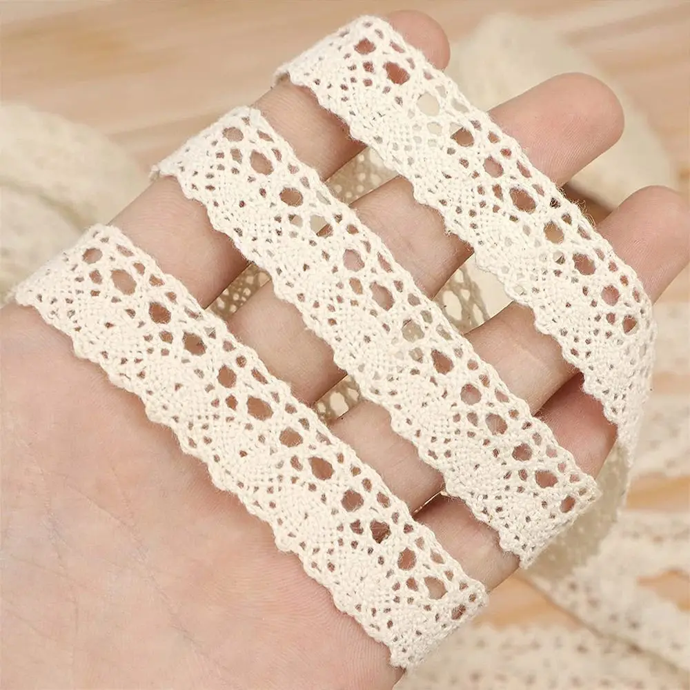 5m/roll Lace Trim Apparel Sewing Fabric Ivory Cream Trim Cotton Crocheted Lace Fabric Ribbon Handmade Patchwork Accessories