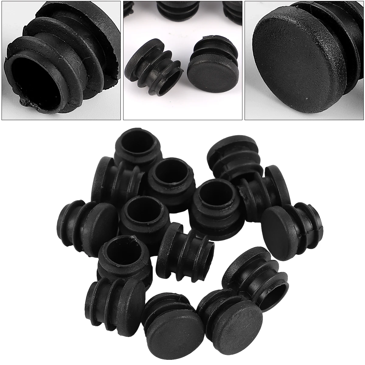 Bouchon rond en plastique noir pour pieds de meubles, 100 pièces, capuchon d'extrémité d'insertion de Tube pour trou de chaise, Surface non filetée, couvre-pieds de meubles