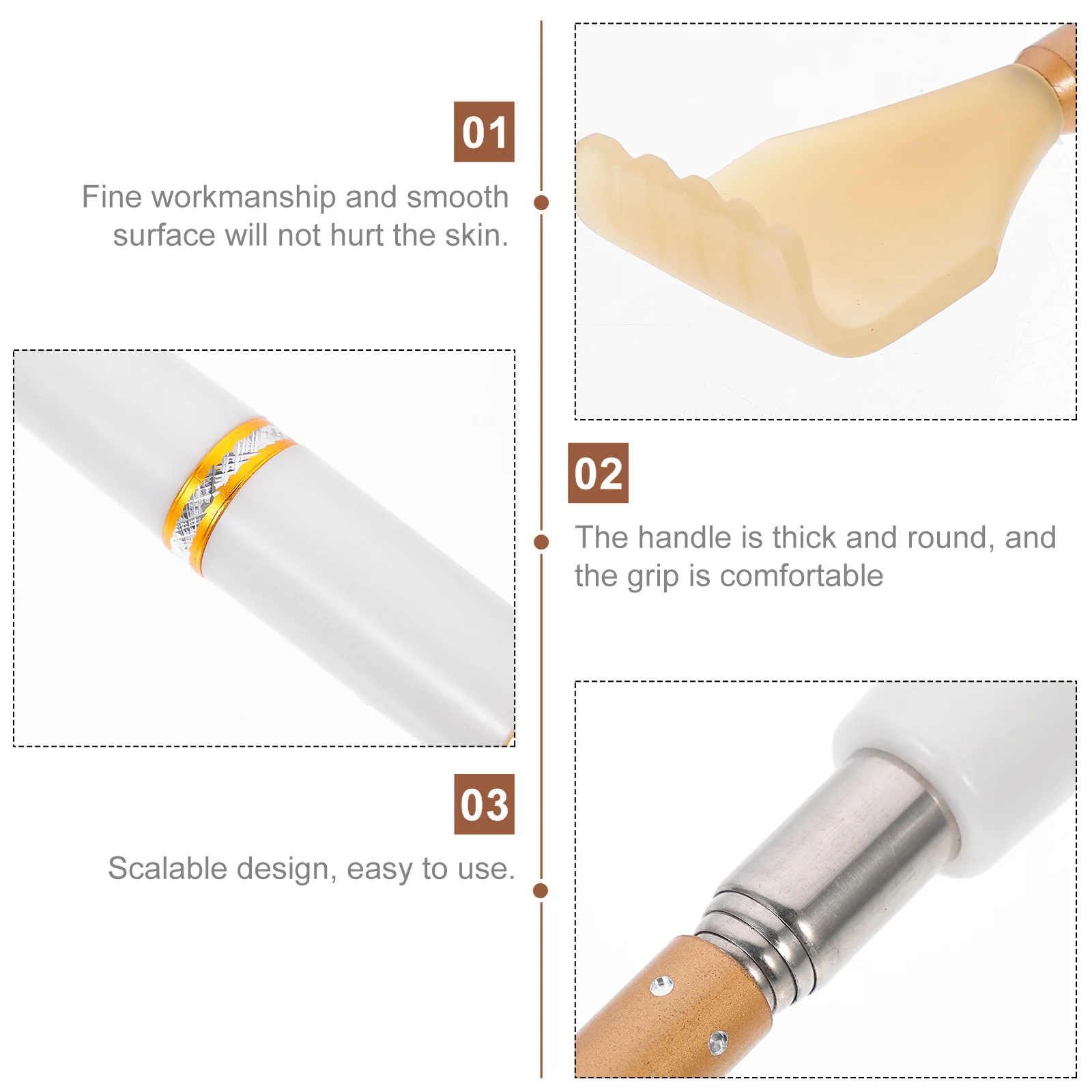 

Back Scratcher Telescoping Extendable Rod Handheld Body Shiatsu Massager Roller Scraper White Travel Portable Itch Relief Tool