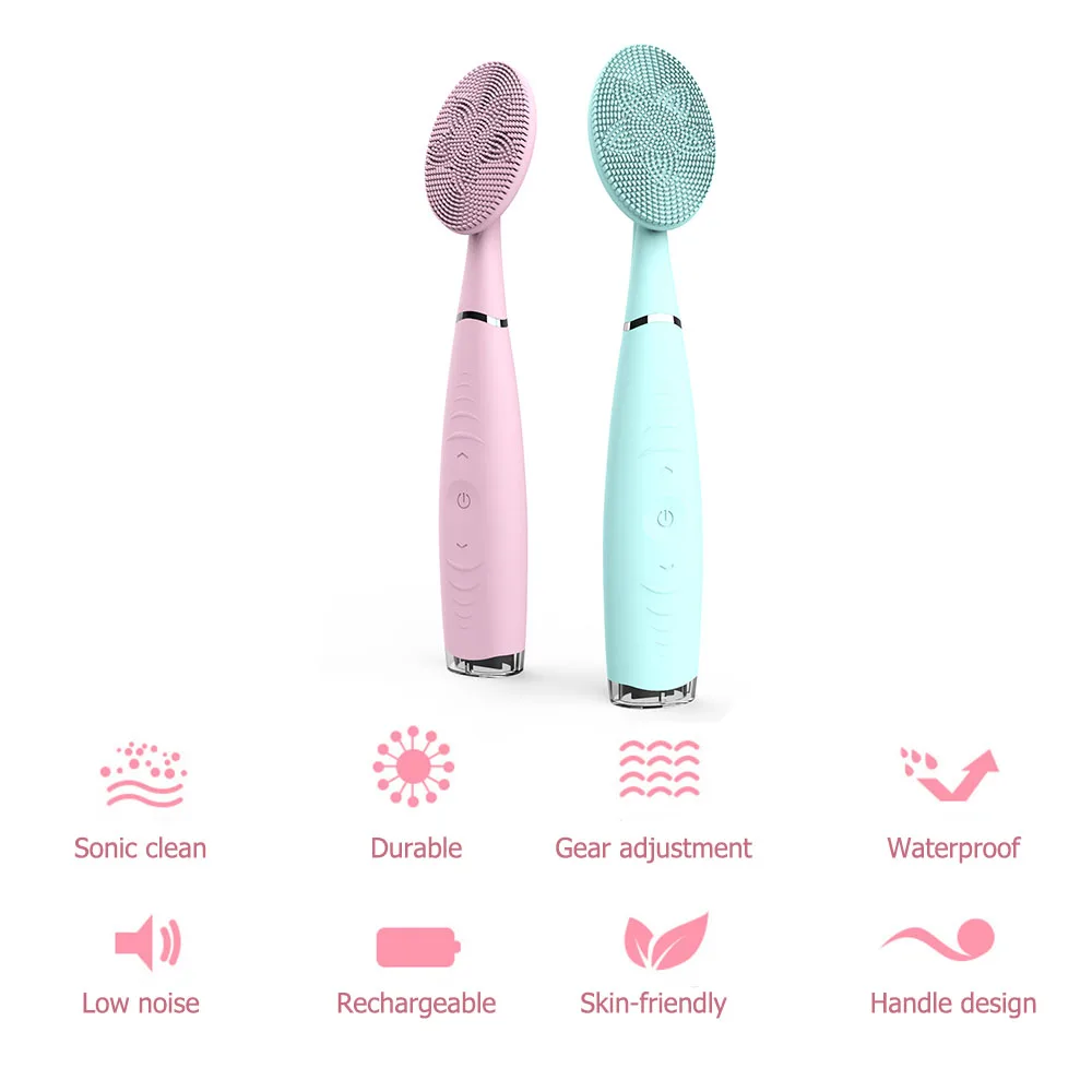 Electric Sonic Facial Cleaning Brushes Silicone Face Massager Lift Cleanshing Tool Blackhead Remover Brush for Dropshipping