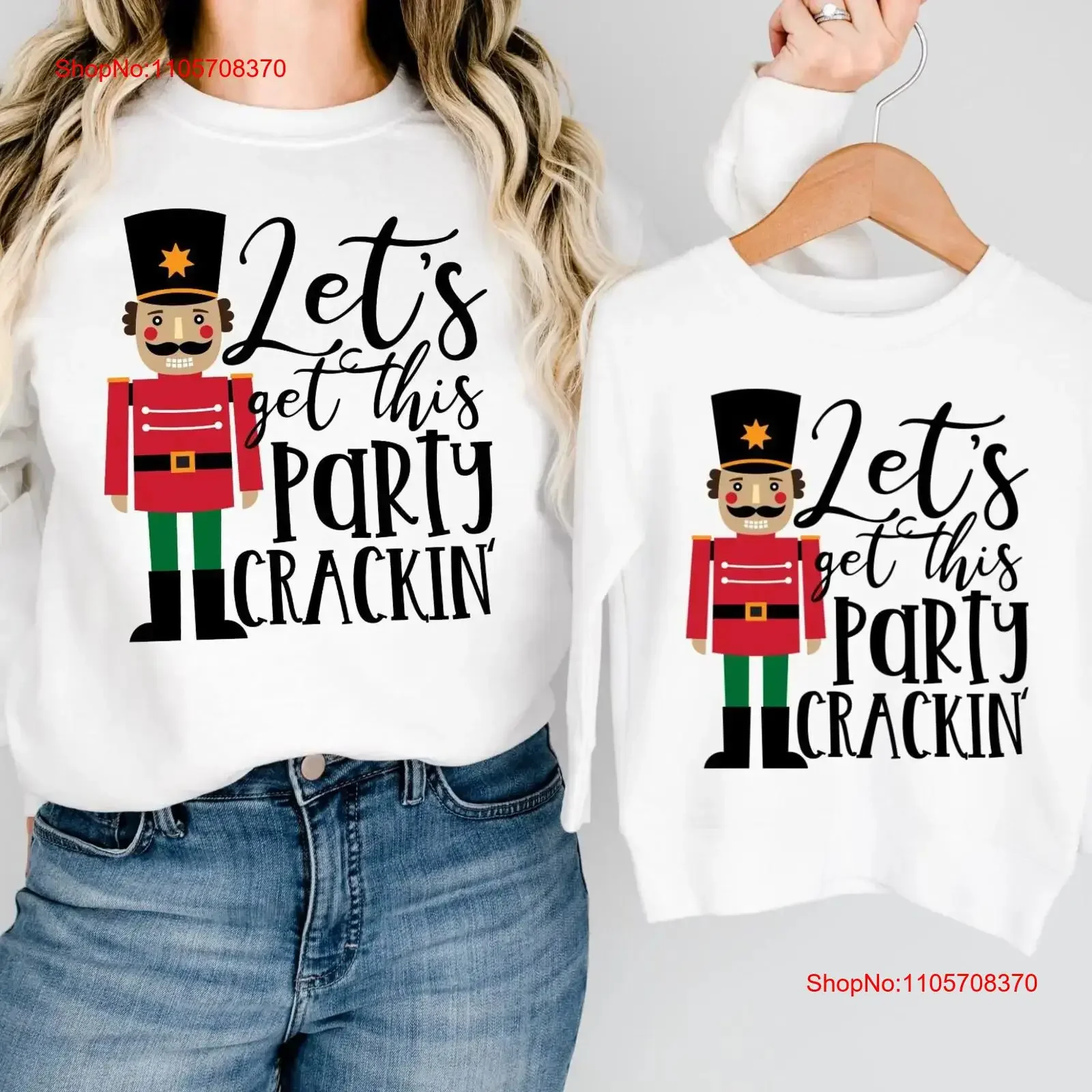 Футболка для всей семьи «Let's Get This Party Crackin'» в винтажном стиле с эффектом потертости, для детей, малышей и мам, на Рождество
