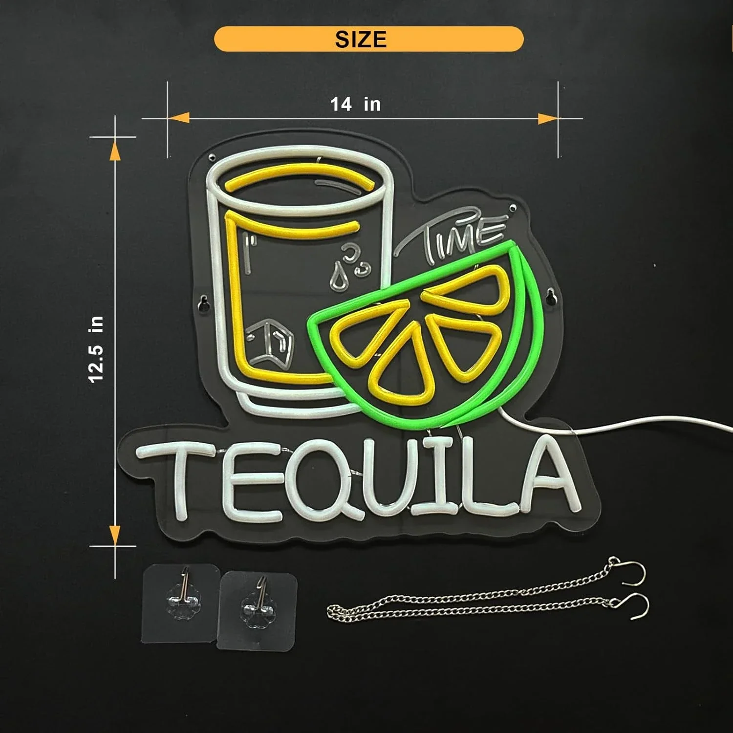 Tequila Time Neon Sign Lime Glass LED Wall Art USB Powered Acrylic Glow Lamp Bar Cafe Kitchen Party Decoration Hanging Light
