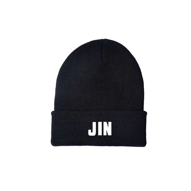 Kpop Printed Beanie Knitted Hat Jimin Jhope Suga V Taehyung Rap Monster Jin Jungkook Harajuku Wool Cap Teen Women Men Supporters