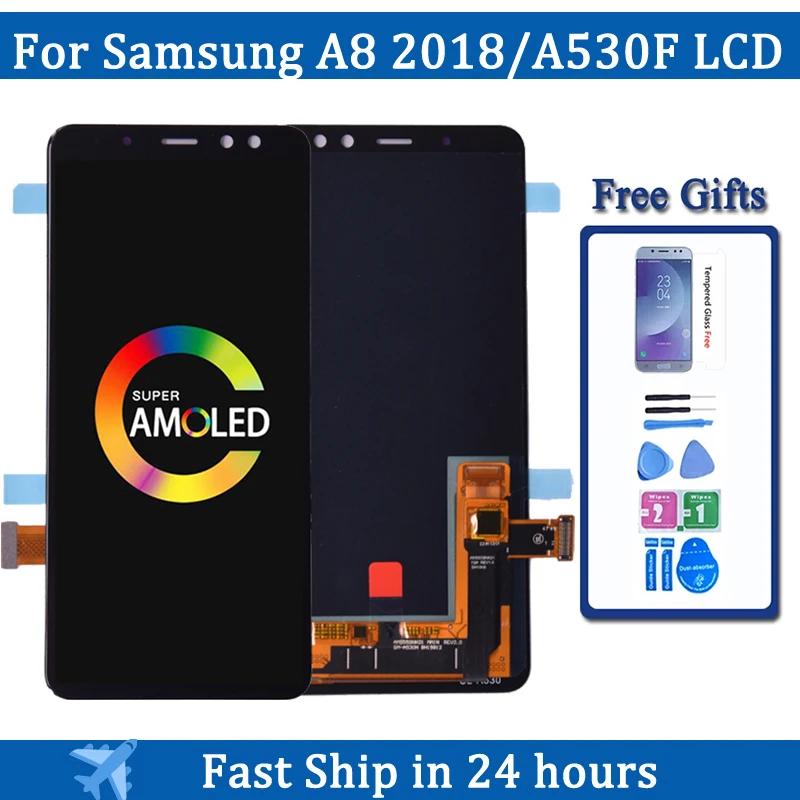 

Super Amoled For SAMSUNG A8 2018 A530 A530F LCD Display Touch Screen Digitizer Assembly A8 2018 Duos LCD A530F/DS