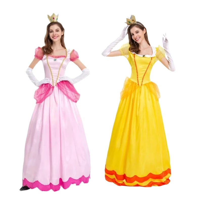 

Lady Costume Cosplay Yellow Pink Peach Princess Cake Skirt Palace Costume Carnival Party Suit Halloween Masquerade Party Dress