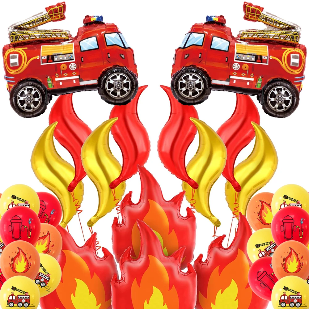 Feuer Party Dekoration Folie Feuerwehr auto Geburtstag Nummer Luftballons Flamme Serviette Banner Kinder Feuerwehr mann Feuerwehr mann Party Gunst Lieferungen – Detail 6