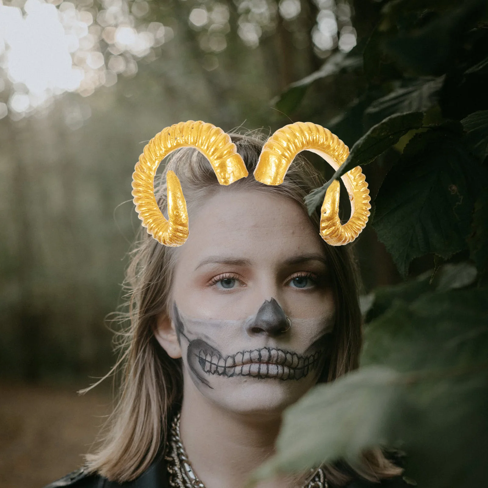 

Croissant Golden Horn Headdress Staff Fashionable Resin DIY Horns Headband Cosplay