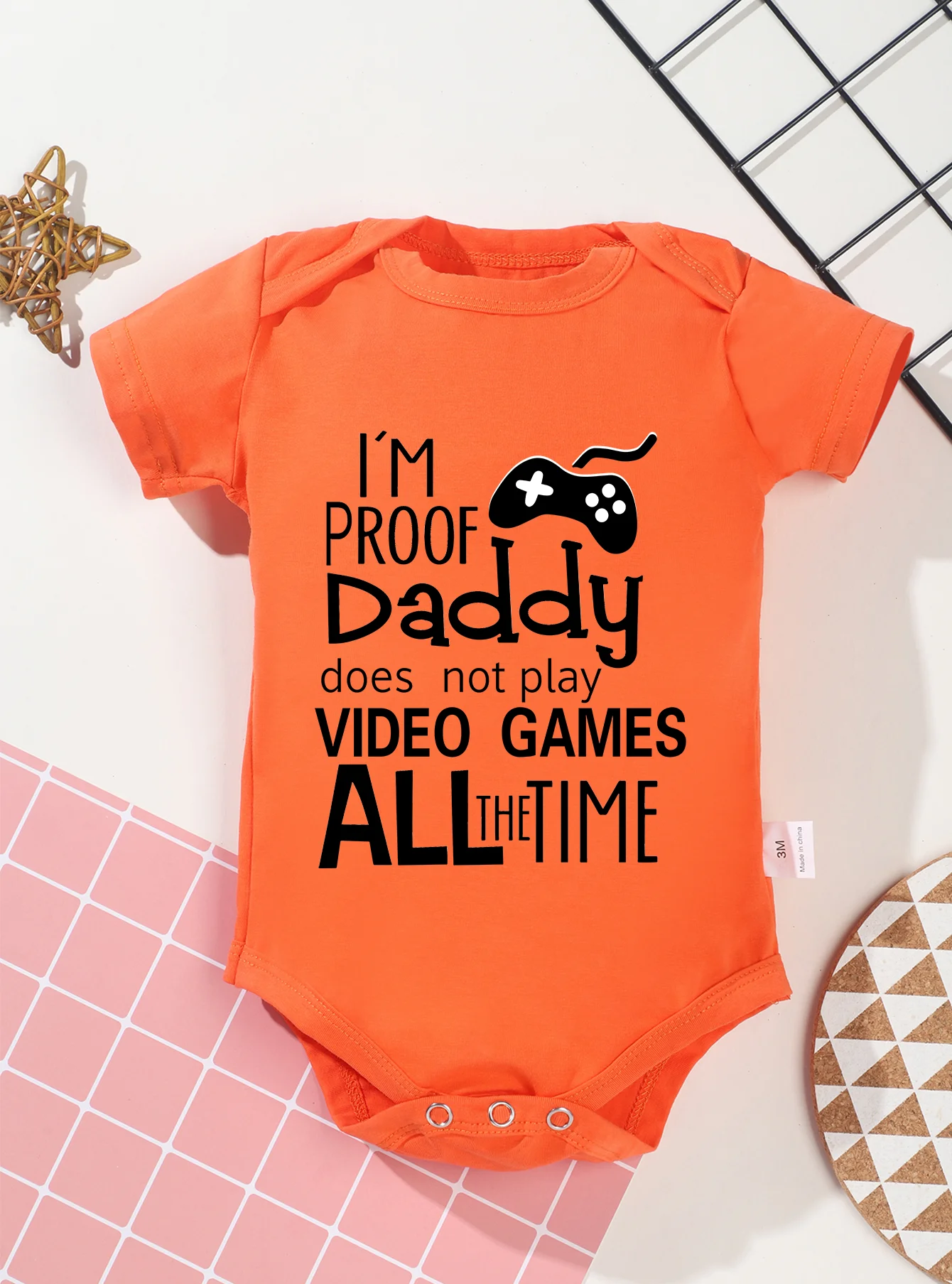 Bodysuit Short Sleeve Clothes Romper Baby Girl Boy Toddler Infant Jumpsuit Newborn I\'m Proof Daddy Doesn\'t Play Video Games