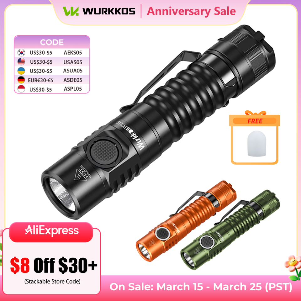  Wurkkos FC11C Led Flashlight Rechargeable High Lumen 1200 Portable Buck Circuit Torch 90 High CRI (5000K) Magnetic Lighting 
