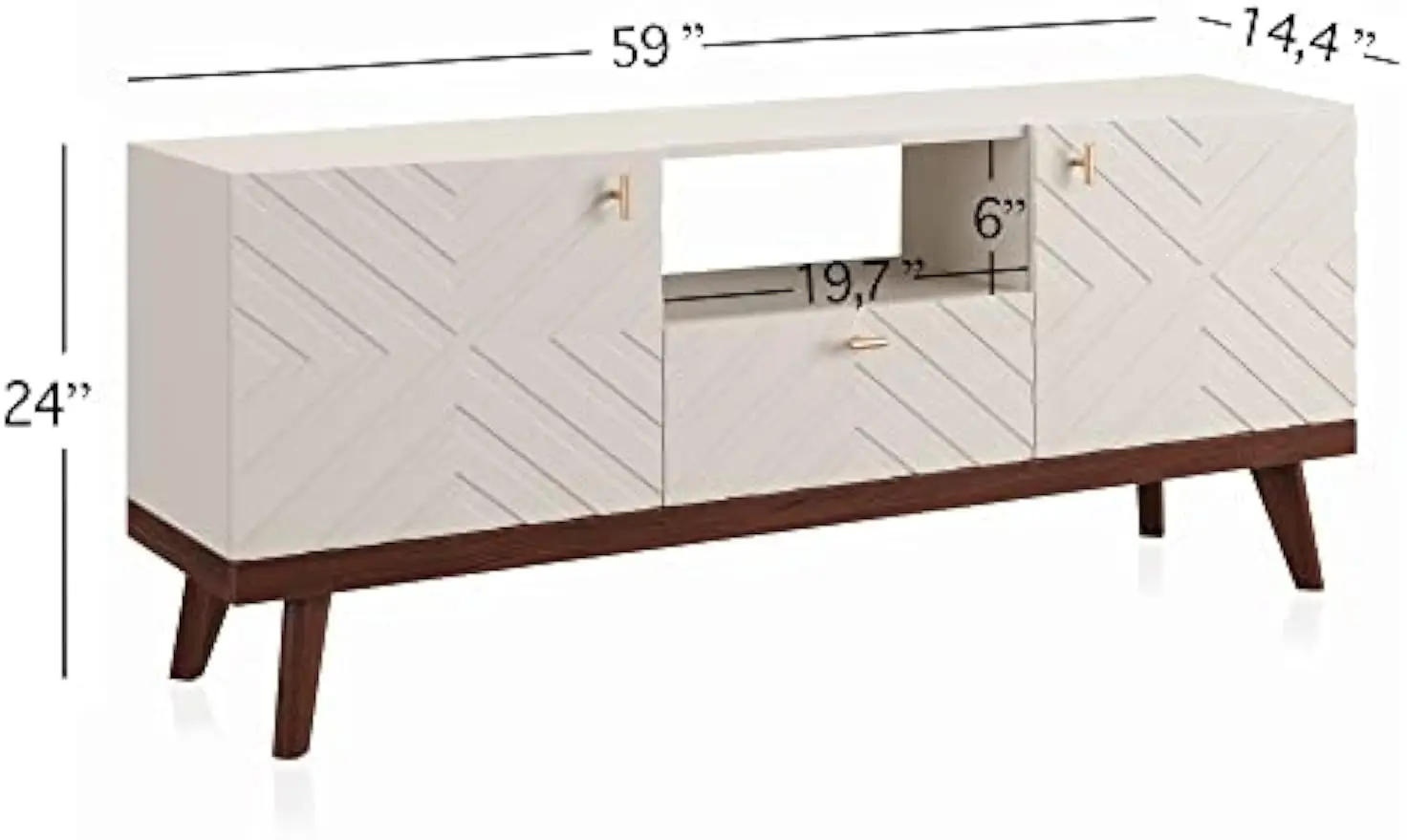 TV Stand for Living Room TV Media Console Table Fits TV 50 55 60 65 inch, Wood Legs (Beige, Alba 59 in)