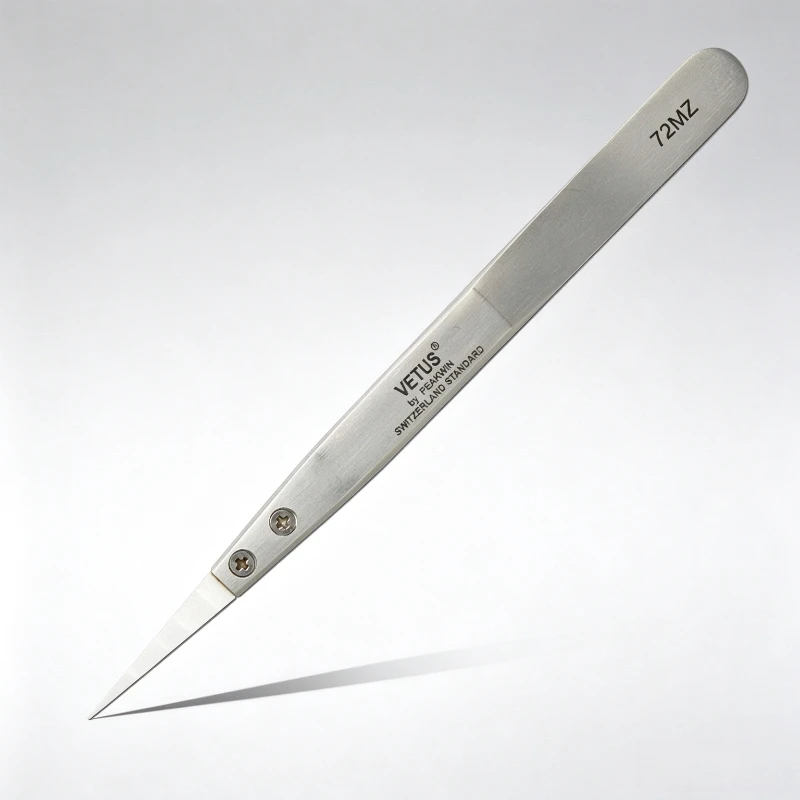 Hardened High Temperature Resistant Ceramic Tip Stainless Steel Tweezers Non Magnetic Anti Corrosion Anti Static Forceps