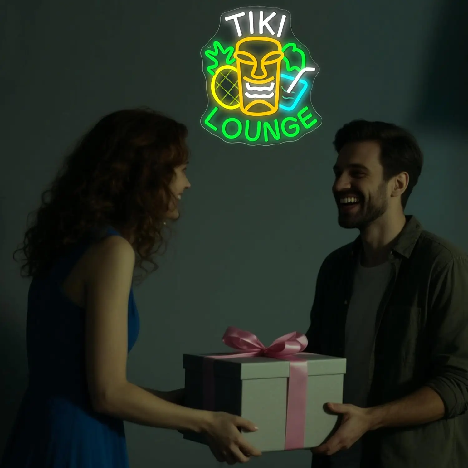 Tiki Lounge Neon Sign USB Dimmable LED Neon Light for Man Cave Beer Home Bar Store Beach Party Decor Christmas Birthday Gift