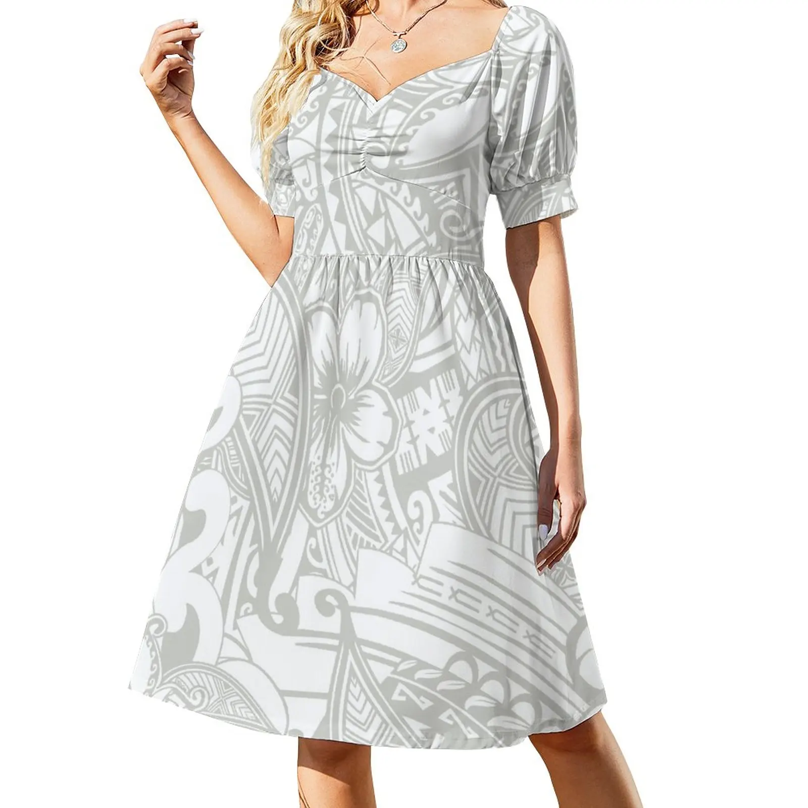 

Polynesian - Hawaiian White Kona Tribal Dress prom clothes womens dress