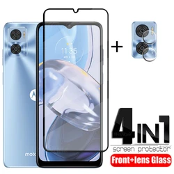 4-in-1 For Motorola Moto E22 Glass For Moto E22 Tempered Glass Film Full Cover 9H Screen Protector For Moto E22 E22i Lens Glass