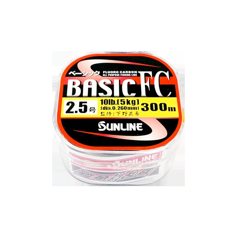 100% Original SUNLINE BASIC FC 225m，300m ， Transparent Color Carbon  Fiber Fishing Line FLUORO CARBON Fishing Line 2LB-20LB