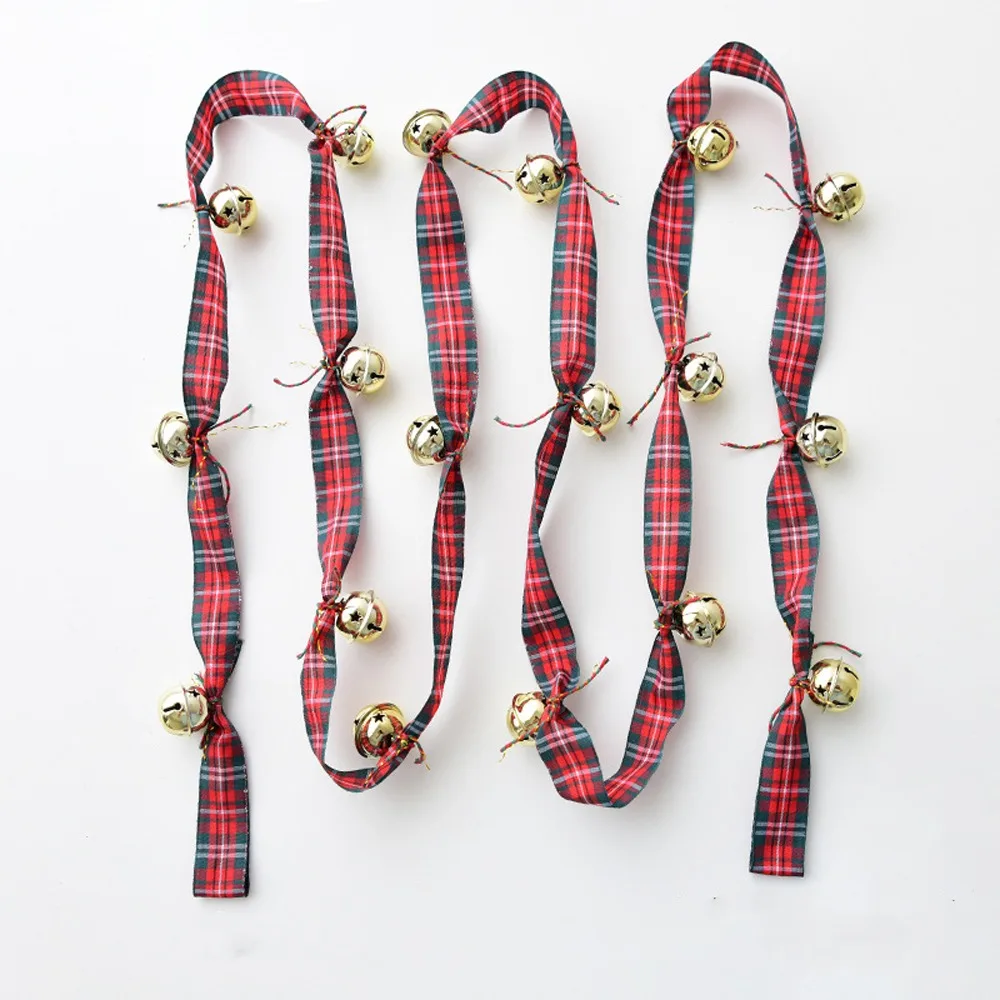 2.7 متر عيد الميلاد المخملية جرس سلاسل الحديد جرس أشرطة حمراء جرس المعلقات اليدوية الحرفية شجرة عيد الميلاد أجراس معلقة عطلة السيارة