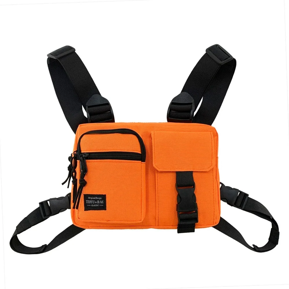 

Zipper Double Shoulder Chest Bag Large Capacity Oxford Cloth Men' S Vest Bag Backpack Adjustable Strap Message Crossbody Pouch
