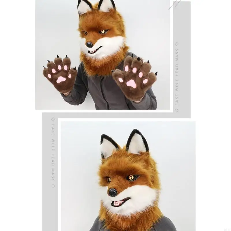 39BC Wolf Head Costume Mask Hat Breathable Headgear Hat for Halloween and Stage Show