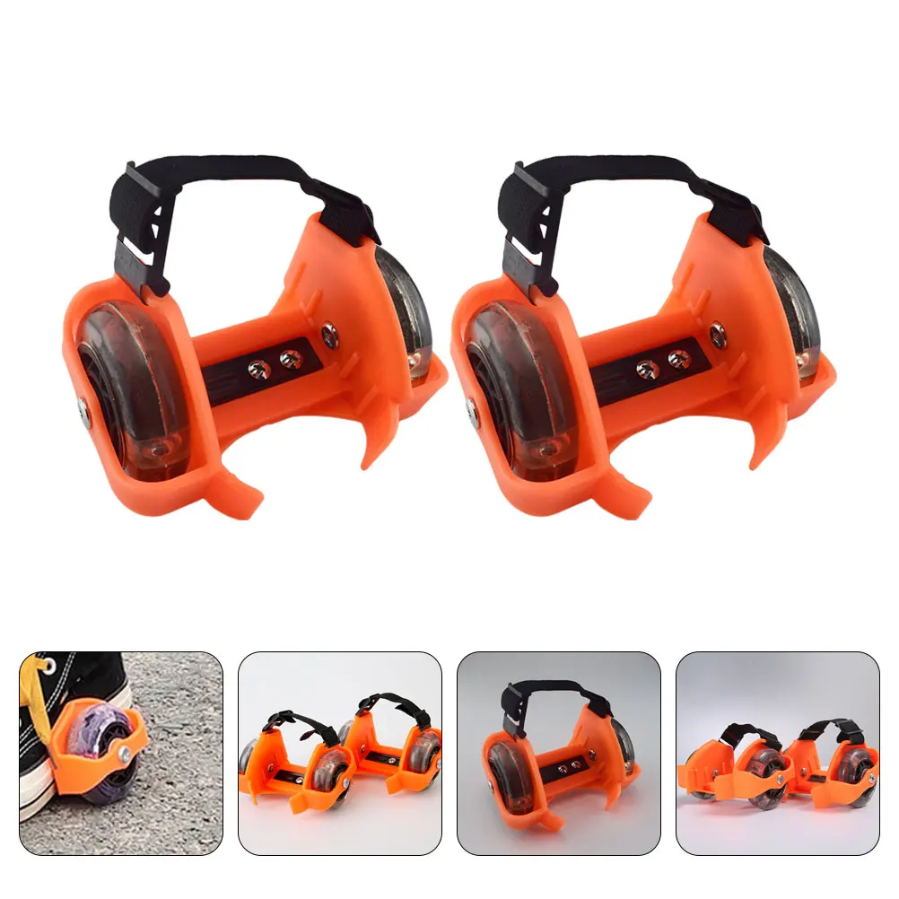 

Glowing Heel Wheel Roller Skates Adjustable Shoe Wheels Light Up Skating Boots PVC Portable