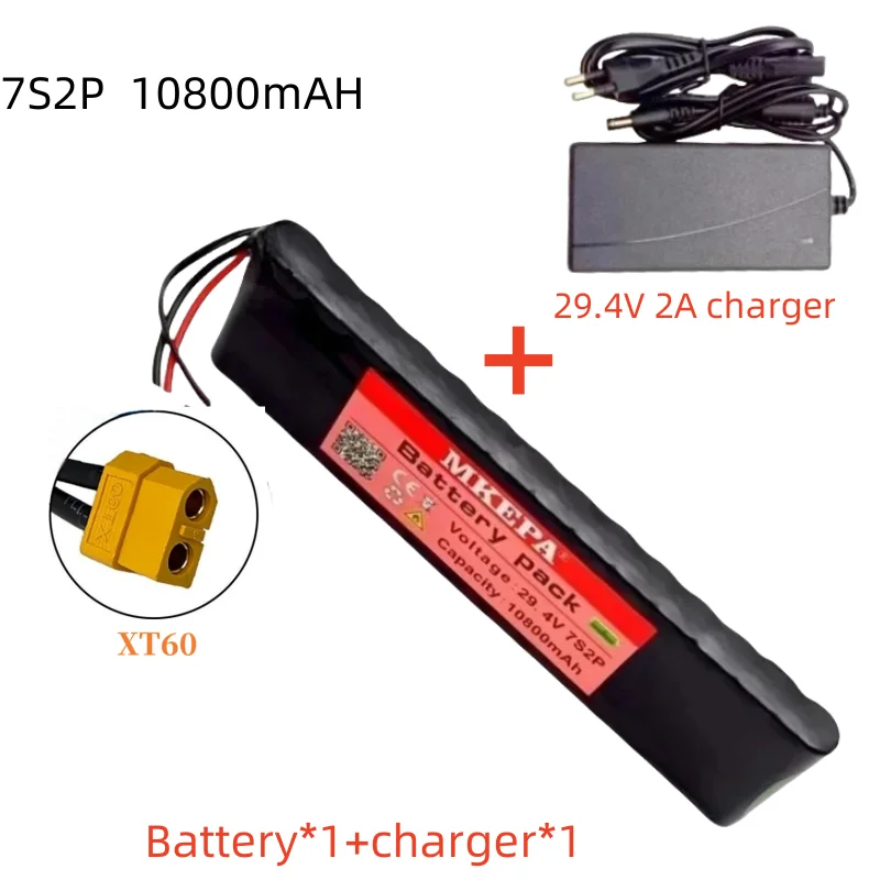 29.4v 10800mah h18650 bateria de íon de lítio 7s2p 29.4v bicicleta elétrica bateria de íon de lítio + 29.4v2a carregador durável e