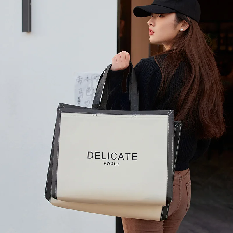StoBag 50pcs borse per la spesa in tessuto Non tessuto all\'ingrosso Tote tessuto portatile confezione regalo sacchetto riutilizzabile Logo