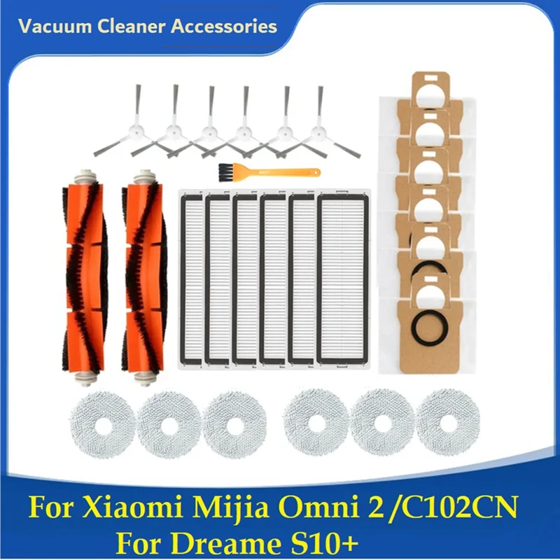 For Xiaomi Mijia Omni 2 /C102CN Dreame S10+ Vacuum Cleaner Main Side Brush Filter Mop Pad Dust Bag Replacement Parts