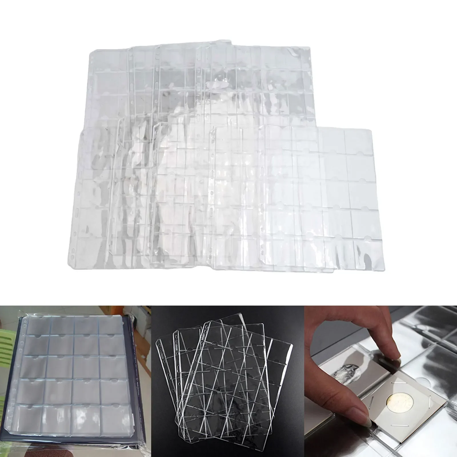 Page Coin Holder Sheet Clear Organization 1/10 Sheet For 50mm Coins For Coin Collection PVC Page Album Practical