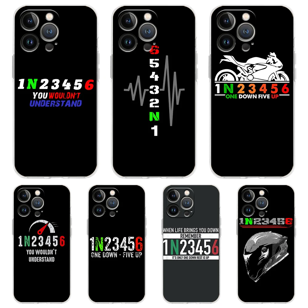 1N23456 Motocyklowe etui na telefon iPhone 16 15 14 13 12 Pro Max Przezroczyste miękkie etui na iPhone 11 Pro Max 7 8 Plus XS XR Shell Capa